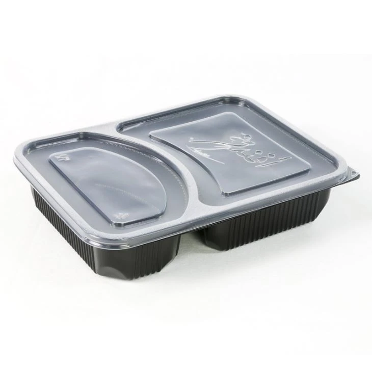 Disposable Bento Box PP 2 Compartment Food Containers With Lid