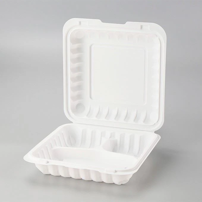 9x9x3inch Microwavable Take Out Food To Go Container PP Plastic Disposable Take Away Lunch Bento Box