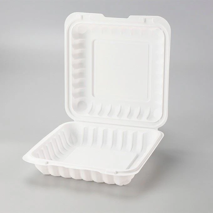 9x9x3inch Microwavable Take Out Food To Go Container PP Plastic Disposable Take Away Lunch Bento Box