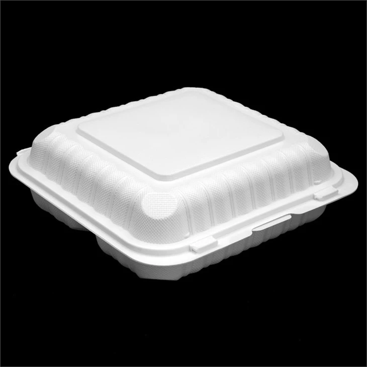 Biodegradable 3 Compartment Take Out Food Container Disposable Plastic Storage Boxes Folding Lid